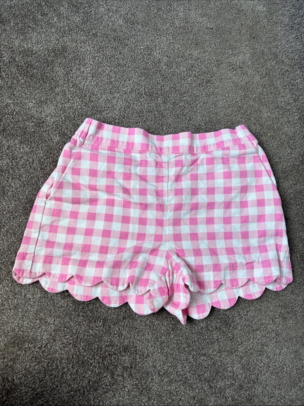 J. Crew Pink and White Gingham Scalloped Hem High-Rise Shorts